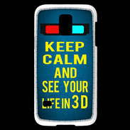 Coque Samsung Galaxy S5 Mini Keep Calm and See your life 3D Bleu