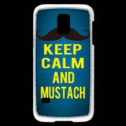 Coque Samsung Galaxy S5 Mini Keep Calm and Mustach Bleu