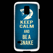 Coque Samsung Galaxy S5 Mini Keep Calm and Be a Snake bleu