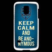 Coque Samsung Galaxy S5 Mini Keep Calm and Be Anonymous Bleu