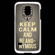 Coque Samsung Galaxy S5 Mini Keep Calm and Be Anonymous Gris