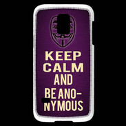 Coque Samsung Galaxy S5 Mini Keep Calm and Be Anonymous Violet