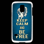 Coque Samsung Galaxy S5 Mini Keep Calm and Be Free Bleu