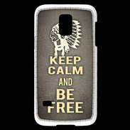 Coque Samsung Galaxy S5 Mini Keep Calm and Be Free Gris