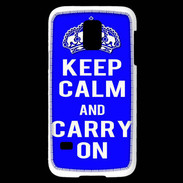 Coque Samsung Galaxy S5 Mini Keep Calm and Carry on Bleu