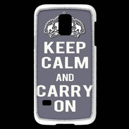 Coque Samsung Galaxy S5 Mini Keep Calm and Carry on Gris