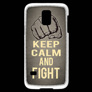 Coque Samsung Galaxy S5 Mini Keep Calm and Fight Gris