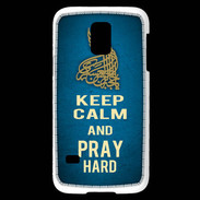 Coque Samsung Galaxy S5 Mini Keep Calm and Pray Muslim Bleu