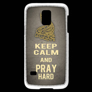 Coque Samsung Galaxy S5 Mini Keep Calm and Pray Muslim Gris