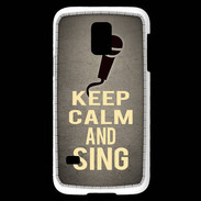 Coque Samsung Galaxy S5 Mini Keep Calm and Sing Gris