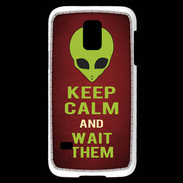 Coque Samsung Galaxy S5 Mini Keep Calm and Wait Alien Rouge