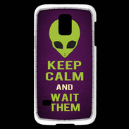 Coque Samsung Galaxy S5 Mini Keep Calm and Wait Alien Violet