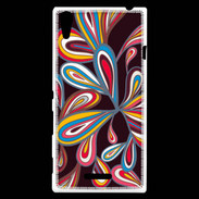 Coque Sony Xperia T3 Flower power sur fond noir