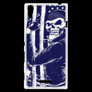 Coque Sony Xperia T3 Tête de mort Biker USA