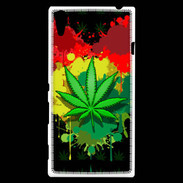 Coque Sony Xperia T3 Feuille de cannabis et cœur Rasta