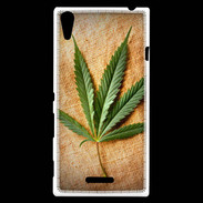 Coque Sony Xperia T3 Feuille de cannabis sur toile beige