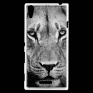 Coque Sony Xperia T3 Lion en noir et blanc