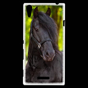 Coque Sony Xperia T3 Portrait de cheval noir 10