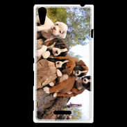 Coque Sony Xperia T3 Chiots Boxer sur un tronc d''arbre