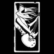 Coque Sony Xperia T3 Musicienne guitare électrique en noir et blanc