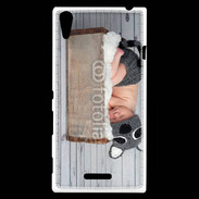Coque Sony Xperia T3 Bébé dormant avec chapeau tête de chat