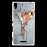 Coque Sony Xperia T3 Bébé nounours dormant dans une bassine