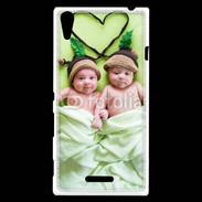 Coque Sony Xperia T3 Jumeaux coeur