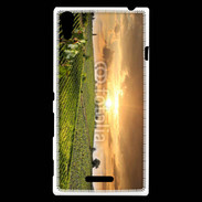 Coque Sony Xperia T3 Couché de soleil sur champs de vignes