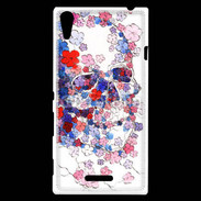 Coque Sony Xperia T3 Skull en fleurs