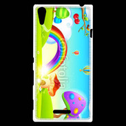 Coque Sony Xperia T3 Cartoon nature et arc en ciel