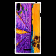 Coque Sony Xperia T3 Peinture de champs de lavande 