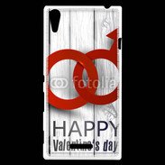 Coque Sony Xperia T3 Saint valentin sur fond bois