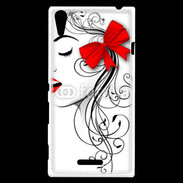Coque Sony Xperia T3 Visage glamour noir et rouge