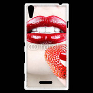 Coque Sony Xperia T3 Bouche sexy rouge à lèvre gloss rouge fraise