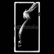 Coque Sony Xperia T3 Femme enceinte en noir et blanc