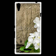 Coque Sony Xperia T3 Fleurs sur fond en bois