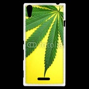 Coque Sony Xperia T3 Feuille de cannabis sur fond jaune