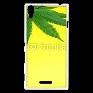 Coque Sony Xperia T3 Feuille de cannabis sur fond jaune 2