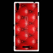 Coque Sony Xperia T3 Capitonnage cuir rouge