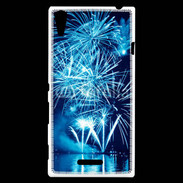 Coque Sony Xperia T3 Feu d'artifice en noir et bleu