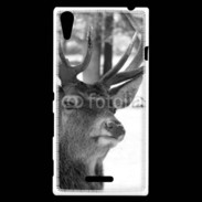 Coque Sony Xperia T3 Tête de Cerf en noir et blanc