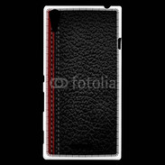Coque Sony Xperia T3 Effet cuir noir et rouge