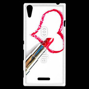 Coque Sony Xperia T3 Coeur avec rouge à lèvres