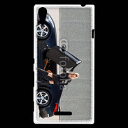 Coque Sony Xperia T3 Femme blonde sexy voiture noire 3