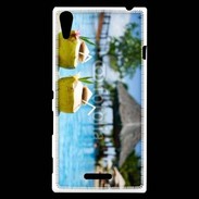 Coque Sony Xperia T3 Pina colada au bord de la piscine