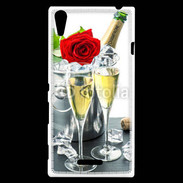 Coque Sony Xperia T3 Champagne et rose rouge