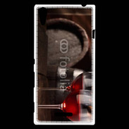 Coque Sony Xperia T3 Verres de vin rouge et tonneaux
