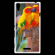 Coque Sony Xperia T3 Couple d'oiseaux colorés