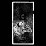Coque Sony Xperia T3 Tigre du Bengale en noir et blanc