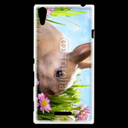 Coque Sony Xperia T3 Lapin et fleurs